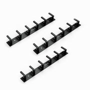 Plantex Aluminum Hook Rail with L-Shape Hooks for Walls of Bathroom/Kitchen–Hook Rail Bar for Clothes/Towel/Keys-Pack of 3 (6 Hooks, Black)