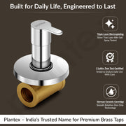 Plantex Angular Concealed Stop Cock/Pure Brass Concealed Stop Valve Tap for Bathroom with Teflon Tape & Brass Adjustable Wall Flange - (FLO-806, Chrome)