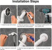 Plantex   12 Inch Strong ABS Bathroom Handle for Senior Citizen/Non-Slip Grab Bar for Toilet/Support for Elderly People - Pack Of 2 (White)