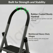 Plantex Steel Ladder for Home/Strong Foldable Wide 5 Step Ladder/Anti-Skid 5 Step Ladder - (Apex - Black)