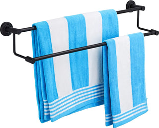 Plantex Stainless Steel Dual Towel Rod/Towel Rack for Bathroom/Towel Bar/Hanger/Stand/Bathroom Accessories (24 Inch - Black)