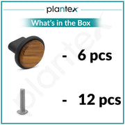 Plantex Knobs for Drawer/Round Drawer Knobs/Knobs for Cabinets/Pull-Push Knobs for Kitchen/Bedroom Drawer - Pack of 6 (Small, Black & Wood)