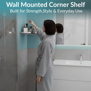Plantex Corner Shelf for Bathroom Wall/Stainless Steel Bathroom Shelf/Side Corner Shelf/Bathroom Storage Organizer (12x12 inches, Chrome)