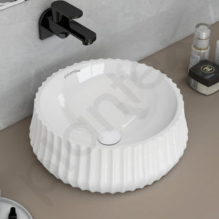Plantex Ceramic Basin/Countertop Vessel Sink/Tabletop Wash Basin/Washbasin for Bathroom with 10 Years Glaze Warranty by Plantex (White Glossy - 14 x 14 x 5 Inch)