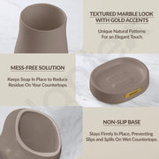 Plantex Ceramic Bathroom Set - Soap Holder for Bathroom/Liquid Soap Dispenser/Tumbler Holder/Toothbrush Holder/Handwash Dispenser - 3 Pcs Set