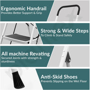 Plantex Alloy Steel 6 Step Ladder For Home/Foldable Strong Wide Step Ladder/Anti- Skid 6 Step Ladder - (White & Black)