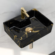 Plantex Wall Hung Wash Basin for Bathroom/Ceramic Square Countertop Basin/Bathroom Sink/Black Washbasin for Home/Hotel (16x12.5x5 Inch)