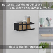 Plantex Carbon Steel Magnetic Spice Rack For Refrigerator,Spice Storage Fridge Shelf For Kitchen,Easy To Use,Drill Free-Bathroom Accessories-Wall Mount & Railing Mount, Floating Shelves (Black)