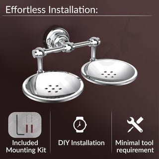Plantex 304 Grade Stainless Steel Double Soap Holder for Bathroom/Wall Mounted Soap Holder/Bathroom Accessories - Skyllo (Chrome)