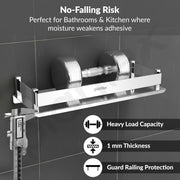 Plantex Stainless Steel Bathroom Shelf Rack / Bathroom Organizer / Wall Shelf for Bathroom Accessories Set / Kitchen Stand / Kitchen Shelves & Racks - Chrome (12x5 Inch)