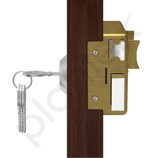 Plantex Heavy Duty Night Latch Door Lock with Key & Knob for Main Door/Inside Opening for Home,Hotel,Office - Pack of 1 (Brass Antique)