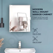 Plantex Bathroom Cabinet with Mirror/ABS Bathroom Storage Cabinet/Mirror Cabinet for Wall/Mirror with Storage for Bathroom - 18x14 Inch (CAB-117, White)
