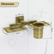 Plantex Soap Dish with Tumbler Holder/Soap Stand/Stainless Steel Soap Case with Toothbrush Holder/Bathroom Accessories - Pack of 1, Aqua (Brass Antique)