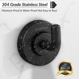 Plantex 304 Grade Stainless Steel Robe Hook/Cloth-Towel Hanger/Napkin Hanger/Bathroom Accessories - Daizy (Black)