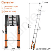 Plantex 4.6m (15 ft.) Aluminium Telescopic Ladder/12-Step Portable Ladder with Removable Hooks/Foldable Multipurpose Collapsible Ladder for Home & Outdoor Use/2 Year of Warranty by Plantex - (Orange)