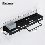 Plantex Self Adhesive Kitchen Cutlery Organizer/Knife Holder/Cutlery Stand/Spatula-Ladle Holder with Adjustable Hooks and Towel Hanger (Black)