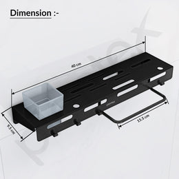 Plantex Self Adhesive Kitchen Cutlery Organizer/Knife Holder/Cutlery Stand/Spatula-Ladle Holder with Adjustable Hooks and Towel Hanger (Black)