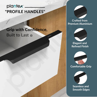 Plantex Profile Handle for Kitchen Cabinet/16 Inch Alluminium Drawer Profile Handle/Wardrobe Pull Handle for Home/Office/Hotel - Pack of 5 (Black)
