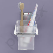 Plantex 304 Grade Stainless Steel Glass Tumbler Holder/Toothbrush Holder for Bathroom/Bathroom Accessories - Crystal (Chrome)