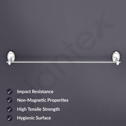Plantex 304 Stainless Steel Single Towel Rod for Bathroom/Towel Holder in Bathroom/Towel Hanger/Bathroom Accessories - Oreva (Chrome)