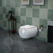 Plantex Commode for Toilet/Ceramic Wall Hung Commode/Rimless Commode with Soft Closing Toilet Seat - P Trap (White)