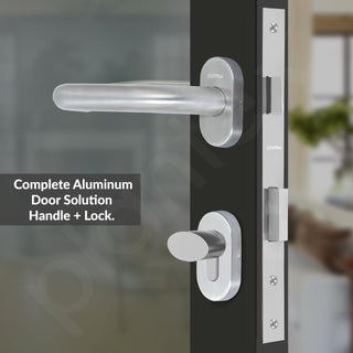 Plantex Aluminum Door Lock/Mortise Lock for Door/Robust Door Handle for Home with Lock Body & Cylinder - (Round, DTM-639-Satin)