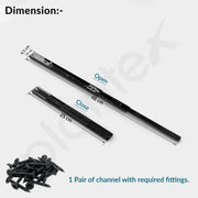 Plantex 10 Inch Soft Close Drawer Channel/Regular Close Ball Bearing Slider Drawer Channel for Home, Kitchen & Wardrobe/Telescopic Channel for Drawer - Pair of 1 (Black)