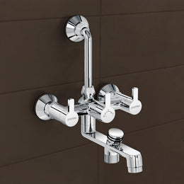 Plantex Brass Wall Mixer for Bathroom 3 in 1/L-Bend Connector for Overhead/Hand Shower/Spout Mixer Tap/Mixture Tap for Bathroom with 7-Year Manufacturer's Warranty-(Flo-819 Chrome)