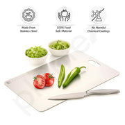 Plantex Stainless Steel Chopping Board/Vegetable Cutting Board/Anti-Bacterial, Scratch-Resistant, Durable, Non-Slip & Knife Friendly Cutting Pad (Size- 31 X 20.5 cm)