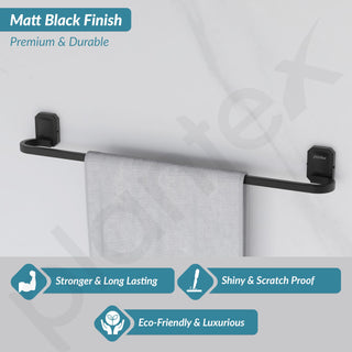 Plantex 304 Grade Stainless Steel Towel Holder in Batrhoom/Single Towel Rod/Holder for Bathroom Accessories - Cute (Black - 24 Inch)