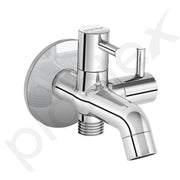 Plantex Pure Brass Two-Way Bib Cock Tap with Water-Saving Aerator/Compatible with Washing Machines/2 in 1 Tap -7 Year Warranty -(ICO-907-Chrome)
