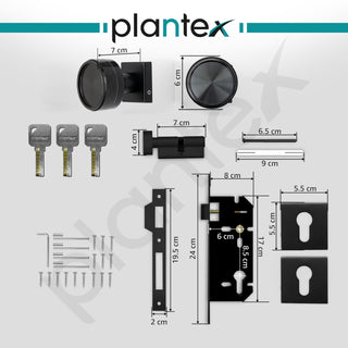 Plantex Triple Security Door Lock for Home/Main Door Lock Set with 3 Years of Warranty/Mortise Lock for Door with Brass Lock Body & Cylinder (Black)