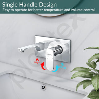 Plantex Pure Brass Basin Mixer Tap/Hot and Cold Water Tap with Brass Wall Flange and Teflon Tape/Water Tap - (Orna-227, Chrome)
