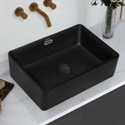 Plantex Basin for Bathroom/Ceramic Washbasin/Rectangle Table Top Wash Basin/Counter Top Basin for Home/Hotel - (Matt Black)