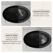 Plantex Ceramic Wash Basin for Bathroom/Table Top Ceramic Basin/Black Washbasin for Bathroom - (CRETA-NS-BLACK-MATT, 23 x 15 x 5.5 Inch)