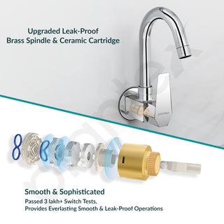 Plantex Kitchen Sink Tap with Water Saving Nozzel/Wall Mount Sink Tap for Kitchen Basin with 360° Swivel Spout (Celesiya-1247)