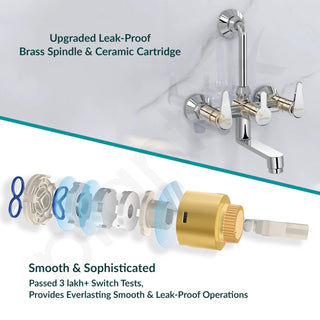 Plantex Wall Mixer for Bathroom 2 in 1 with L-Bend Connector for Overhead Shower/Tap Mixer/Water Saving Nozzle Tap - 7 Year Manufacturer's Warranty (LEA-718-Chrome)