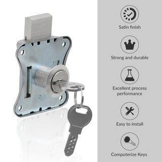 Plantex Drawer Lock/20mm Brass Lock for Cupboard/Multipurpose Cupboard Lock with Key for Home/Office - Pack of 2 (Satin)