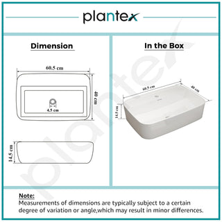Plantex Ceramic Washbasin/Tabletop Wash Basin with 10 Years Glaze Warranty by Plantex/Wash Basin for Bathroom/Home/Office/Hotels (White - 24 x 15.5 x 6 Inch)