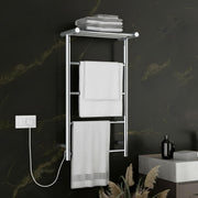Plantex Electric Heated Towel Rail for Bathroom/4-Bar Wall Mounted Towel Warmer/304 Grade Stainless Steel Towel Bar/Fast Heating & Rust Proof - (Chrome, 900mm X 500 X 250mm)