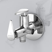 Plantex LEA-708 Pure Brass 2-Way Angle Valve For Bathroom/Quarter Turn Tap With Brass Wall Flange and Teflon Tape (Mirror-Chrome Finish)