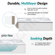 Plantex Bathtub For Bathroom/Bath tub for Adults/Deep Soaker Bathtub with Overflow and Waste Coupling Accessories (White - 1670 mm)