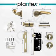 Plantex Mortise Door Lock/Main Door Handle Lock Set/Door lock for Home with Brass Lock Body & Cylinder - 3 Years of Warranty (7134, Brass Antique & PVD Gold)