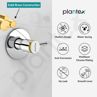 Plantex 25 mm Pure Brass Flush Valve with Teflon Tape & Brass Wall Flange for Commercial & Residential Use-7 Year Warranty (ICO-920-Chrome)