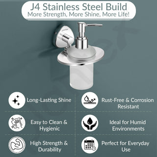 Plantex J4 Stainless Steel Liquid Soap Dispenser/Shampoo Dispenser for Wash Basin/Hand Wash Dispenser Wall Mounted/Bathroom Accessories (Chrome Finish) Angel