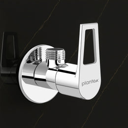 Plantex Pure Brass Angular Stop Cock/Stop Cock for Bathroom/Angular Valve for Wash Basin Connection with Brass Wall Flange & Teflon Tape - Pack of 1 (3205, Chrome)