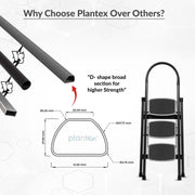 Plantex 3 Step Ladder for Home - Foldable Steel 3 Step Ladder-Wide Anti Skid Steps - Space-Saving (Grey & White)