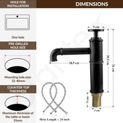 Plantex Pure Brass Pillar Basin Mixer Tap for Wash Basin/Mixer tap for Bathroom - (Matt Black Finish)