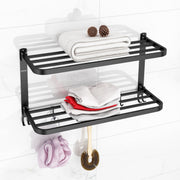 Plantex Double Towel Rack for Bathroom/24 Inch Dual Towel Holder/Towel Bar/Towel Henger/Bathroom Accessories - Pack of 1 (Black)