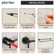 Plantex Stainless Steel Dual Towel Rod/Towel Rack for Bathroom/Towel Bar/Hanger/Stand/Bathroom Accessories (24 Inch - Black)